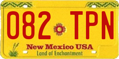 NM license plate 082TPN