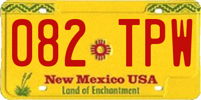 NM license plate 082TPW