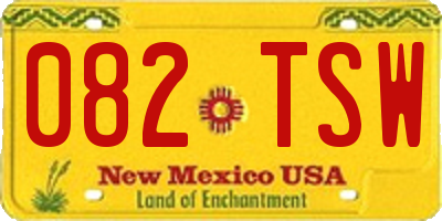 NM license plate 082TSW