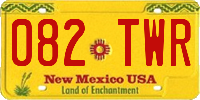 NM license plate 082TWR