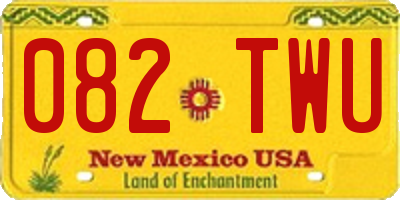 NM license plate 082TWU