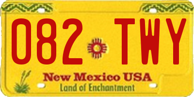 NM license plate 082TWY