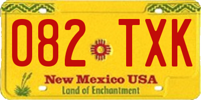 NM license plate 082TXK