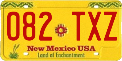 NM license plate 082TXZ
