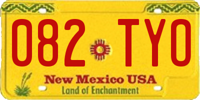 NM license plate 082TYO