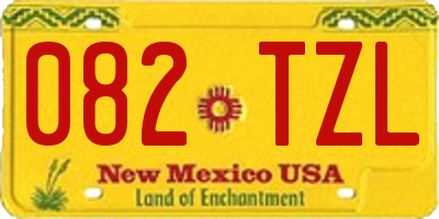 NM license plate 082TZL