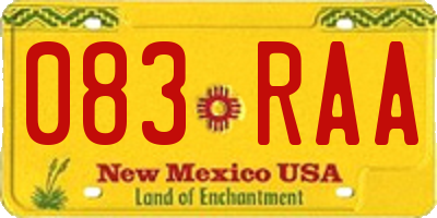 NM license plate 083RAA