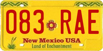 NM license plate 083RAE