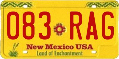 NM license plate 083RAG