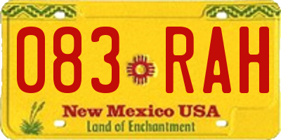 NM license plate 083RAH