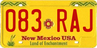 NM license plate 083RAJ