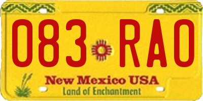 NM license plate 083RAO