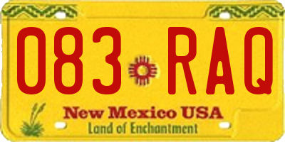 NM license plate 083RAQ