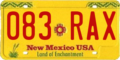NM license plate 083RAX