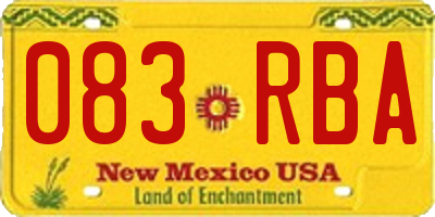 NM license plate 083RBA
