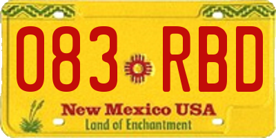 NM license plate 083RBD