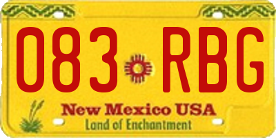 NM license plate 083RBG