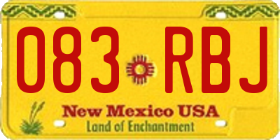 NM license plate 083RBJ