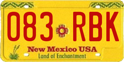 NM license plate 083RBK