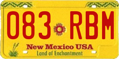NM license plate 083RBM
