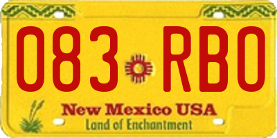 NM license plate 083RBO