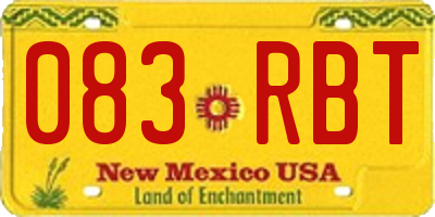 NM license plate 083RBT