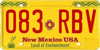 NM license plate 083RBV