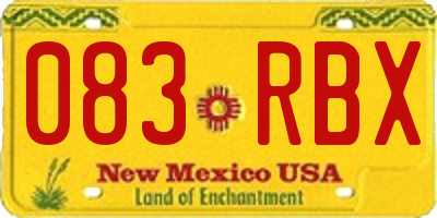 NM license plate 083RBX