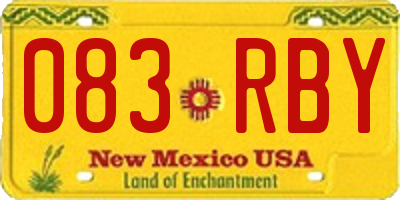 NM license plate 083RBY