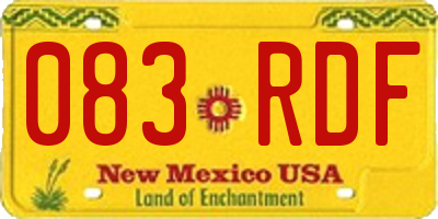 NM license plate 083RDF
