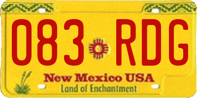 NM license plate 083RDG