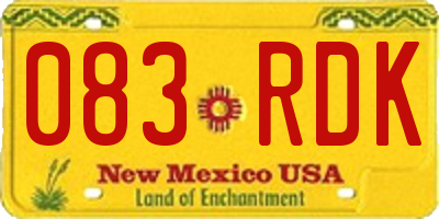 NM license plate 083RDK