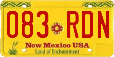 NM license plate 083RDN