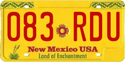 NM license plate 083RDU