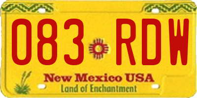 NM license plate 083RDW