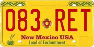 NM license plate 083RET