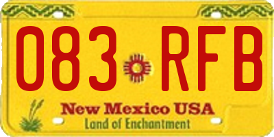 NM license plate 083RFB