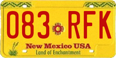 NM license plate 083RFK