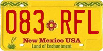 NM license plate 083RFL