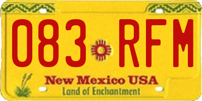 NM license plate 083RFM