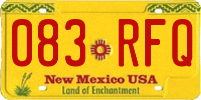 NM license plate 083RFQ