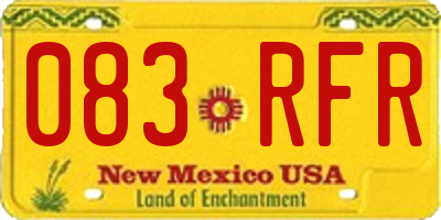 NM license plate 083RFR
