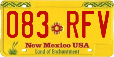 NM license plate 083RFV