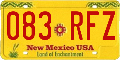 NM license plate 083RFZ
