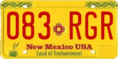 NM license plate 083RGR