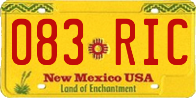 NM license plate 083RIC
