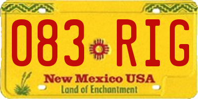 NM license plate 083RIG
