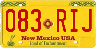 NM license plate 083RIJ