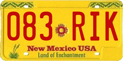 NM license plate 083RIK