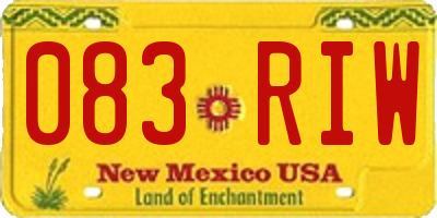 NM license plate 083RIW